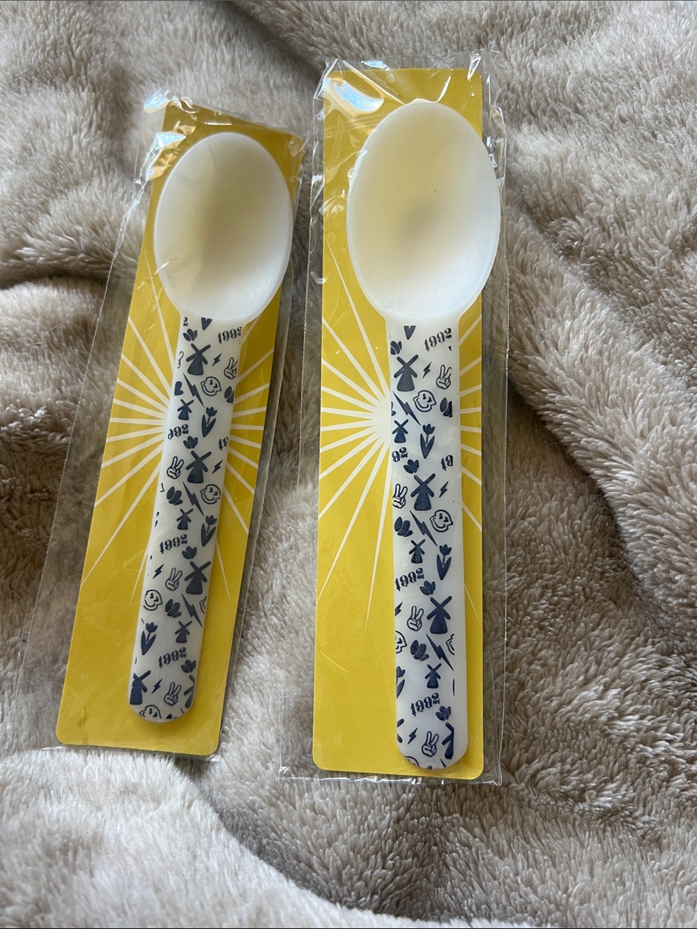 Dutch Bros White Spoon with Navy Icon Handle
